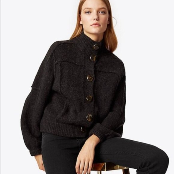Tory burch wool balloon sleeve Jillian cardigan m - Picture 1 of 6